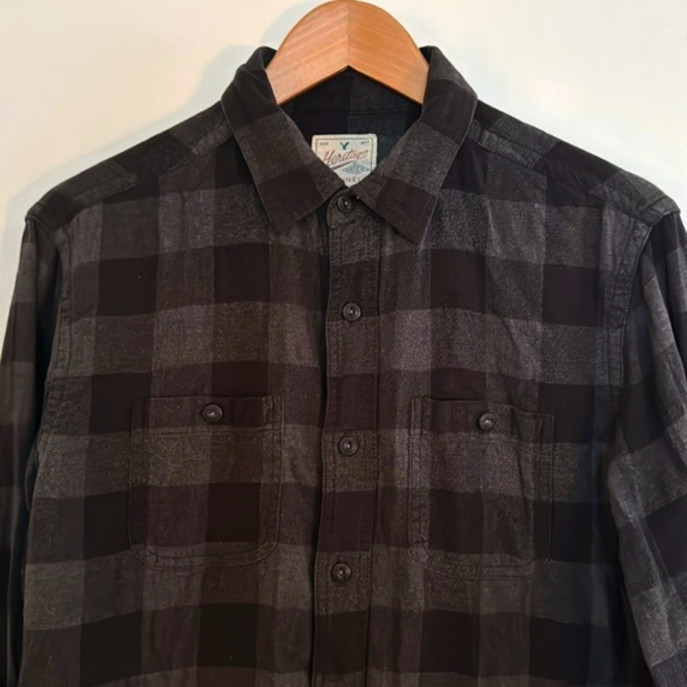 Vintage American Eagle Flannel black and grey, super soft. - Picture 1 of 9